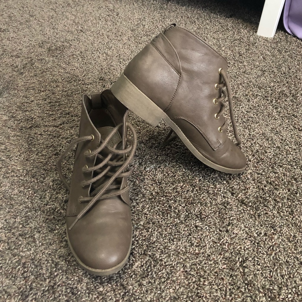 Taupe Lace-up Boots